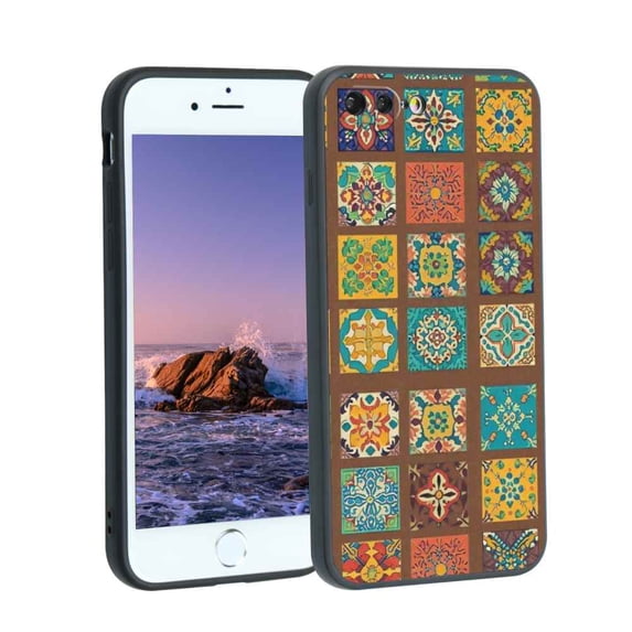 Mexican-Tile-Bohemian-1 Phone Case, Degined for iPhone 7 Plus Case Men Women, Flexible Silicone Shockproof Case for iPhone 7 Plus