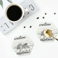 thumbnail image 4 of Gaeub Summer Vacation Scene With Camping Van Print 4 Pcs Leather Coasters for Drinks ,Drink Coasters Sets,Drink Table Cup Coasters for Living Room Kitchen Coffee Decor-Hexagon, 4 of 6