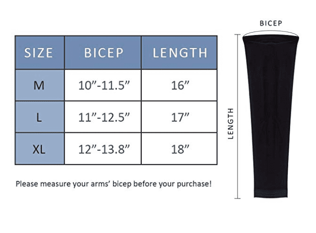 3 Sizes, Pack of 1 Pair HuiYee compression Arm Sleeves Unisex and comfortable for Outdoor Sports Arm Cooling Sleeves with anti-slip design