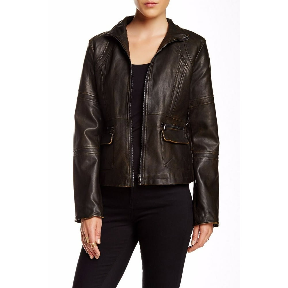 jakett - JAKETT New York Womens Milla Black Distressed Faux Leather ...