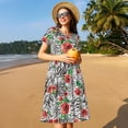 thumbnail image 4 of Logiee Roses Mixed Zebra 1 Print Womens Summer Dress,Casual Short Sleeve Sundresses,Beach A-line Shift Dress with Pockets, 4 of 6