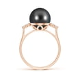 thumbnail image 2 of ANGARA Tahitian Cultured Pearl Ring with Trio Diamonds in 14K Rose Gold for Women | June Birthstone, Birthday, Anniversary, Jewelry Gift for Women | Pearl Ring, 2 of 8