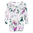 thumbnail image 4 of HomeGardon Women Shirts Summer Clearance! 3/4 Length Sleeve Womens Tops Casual Loose Fit Crewneck T Shirts, Women's Vintage Gradient Print Cute Three Quarter Length Tunic Tops White,S-XXL, 4 of 4