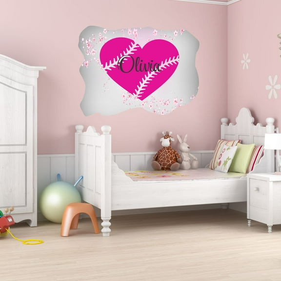 Personalized Sports Wall Decals for Kids Room - Dirt and Bling a Softball Thing Boys Bedroom With Easy Installation Instructions Custom Name Sticker - Size: 10 In x 7 In