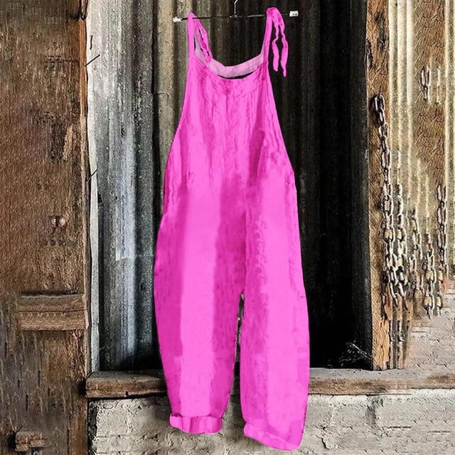 Baikeli Cheap Jumpsuits for Women Dressy Jumpsuits for Women Plus Size Rompers Adjustable Sling Strap Overalls Loose Fit Outfits with Pockets Womens Rompers for Summer