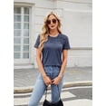 thumbnail image 5 of Womens Summer Spring Trendy Vacation Outfits Short Sleeve Business Tshirts Fashion Casual Blouses Royal Blue S, 5 of 8