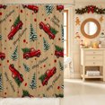 thumbnail image 2 of Erosebridal Christmas Truck Shower Curtain 72Wx72L,Merry Holiday Bathroom Curtain,Brown, 2 of 6