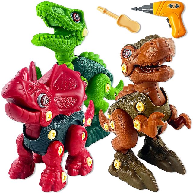 Juguete de construcción HUOGUO Take Apart Dinosaur con taladro eléctrico