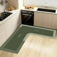 thumbnail image 7 of Kumdkd L-Shaped Non-Slip Kitchen Rug - 47.2x29.5inch Absorbent Floor Mat with Memory Foam, Machine Washable Corner Carpet for Sink Area (Green), 7 of 7