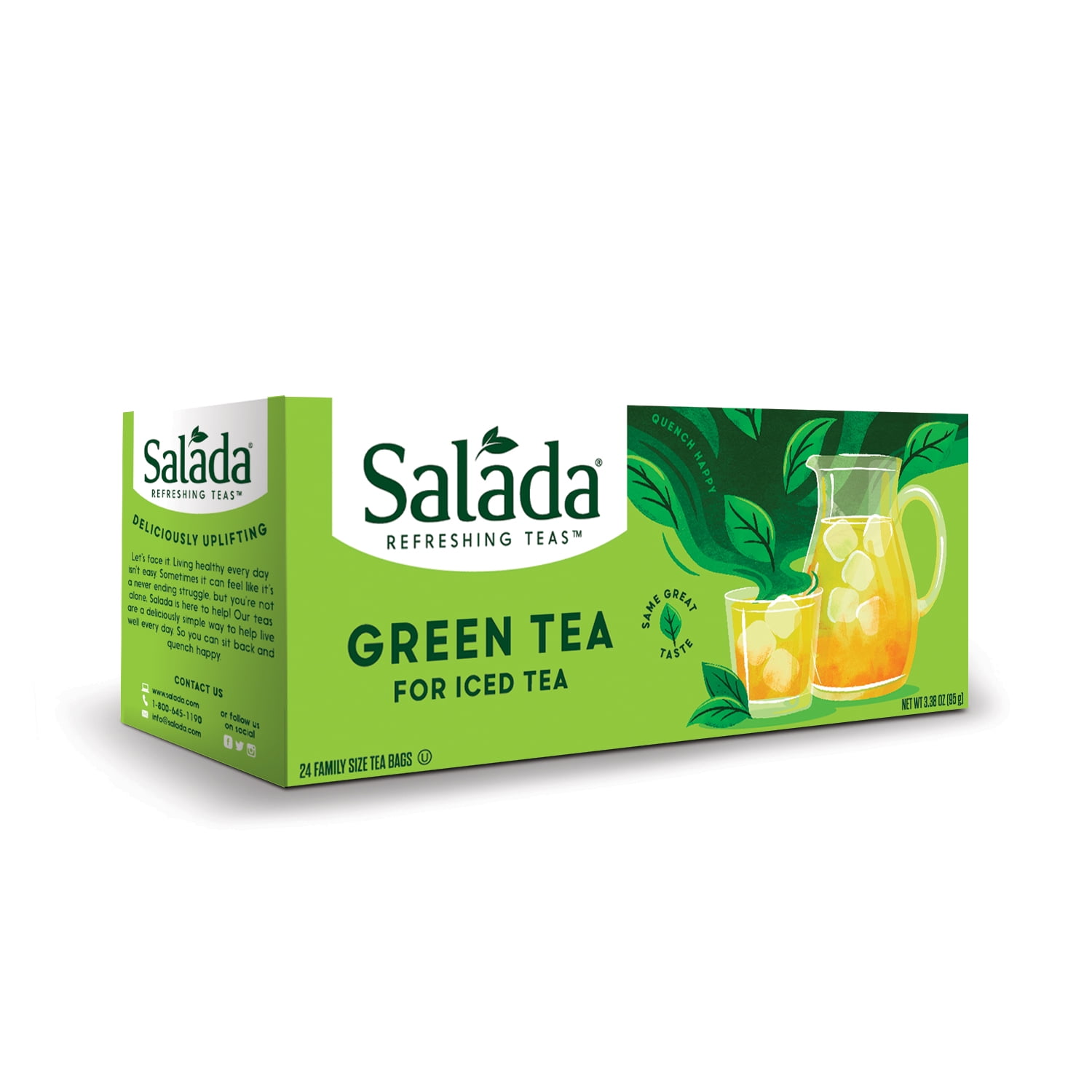 Salada Family Size Pure Green Tea for Iced Tea 24 Tea Bags Pack of 12 Refreshing Brewed Hot Served Cold Iced Tea