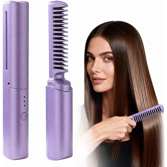 Cedar And Ash Ceramic Hairdressing Comb, Portable Wireless 2-in-1 Hairs Dressing Combs for Straight and Curly Hairs,Fast Heat Hair Dressing Comb with 3 Adjustable Temperatures