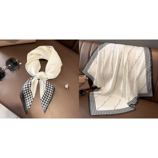 Bufanda cuadrada de seda con estampado Floral para mujer, pañuelo de satén suave, para la cabeza Hijab, cinta para bolso