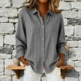 thumbnail image 5 of Olyvenn Womens Striped Button Down Shirt 2026 Trendy Collared Dress Tshirts Shirts Long Sleeve Casual Office Work Shirts Gray L, 5 of 5