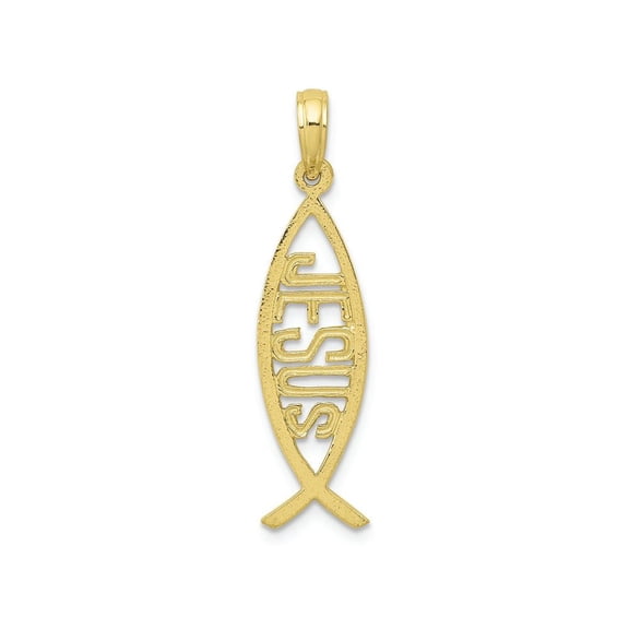 FJC Finejewelers 10k Yellow Gold Ichthus Fish with Jesus Charm