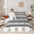 thumbnail image 3 of Homewish Bohemian Horizontal Lines Full Size Comforter Sets,Boho Exotic Style Bedding Comforter Set,Gray,Light Gray Reversible,3pcs,1 Comforter and 2 Pillowcases, 3 of 7