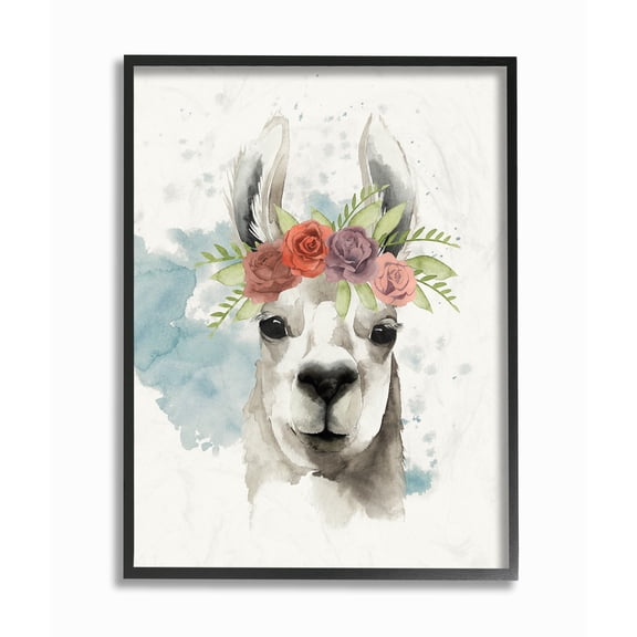 Stupell 'Watercolor Llama Del Rey' Framed Giclee Texturized Art 11 x 14