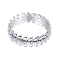 thumbnail image 3 of 1/6 Carat Round Cut White Natural Diamond Trendy Leaf Wedding Band Ring In 14K White Gold Over Sterling Silver (Clarity : I2-I3, Color : I-J, 0.17 Cttw) Ring Size-8.5, 3 of 3