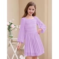thumbnail image 4 of Lanbubble Girls Dresses Puff Long Sleeve Square Neck Homecoming Dress Cute A-Line Purple Dress For Teens 8-14 Years, 4 of 6