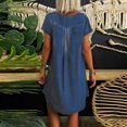 thumbnail image 5 of Cagogo Women's Petite Dresses Summer Under $5 Plus Size V Neck Short Sleeve Vintage Flowy Swing Jean Shirt Knee Length Denim Sun Dress Cute White Shirt Dresses, 5 of 9