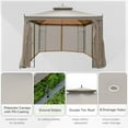 thumbnail image 4 of Outsunny 10' x 10' Steel Outdoor Patio Gazebo Canopy with Removable Mesh Curtains, Display Shelves, & Steel Frame, Brown, 4 of 10