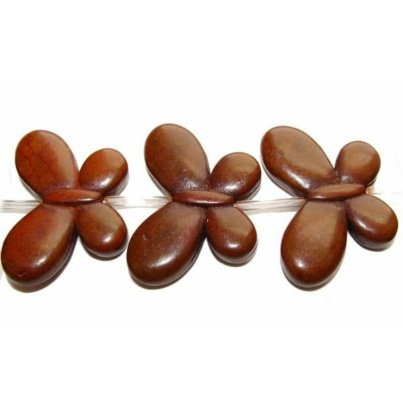 25x35mm 6 Beads Brown Howlite Carved Butterfly Beads Genuine Gemstone Natural Jewelry Making