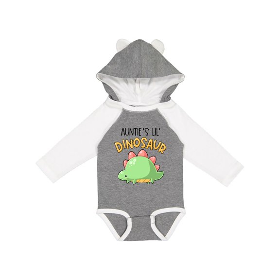 Inktastic Auntie's Lil' Dinosaur with Cute Stegosaurus Boys or Girls Long Sleeve Baby Bodysuit