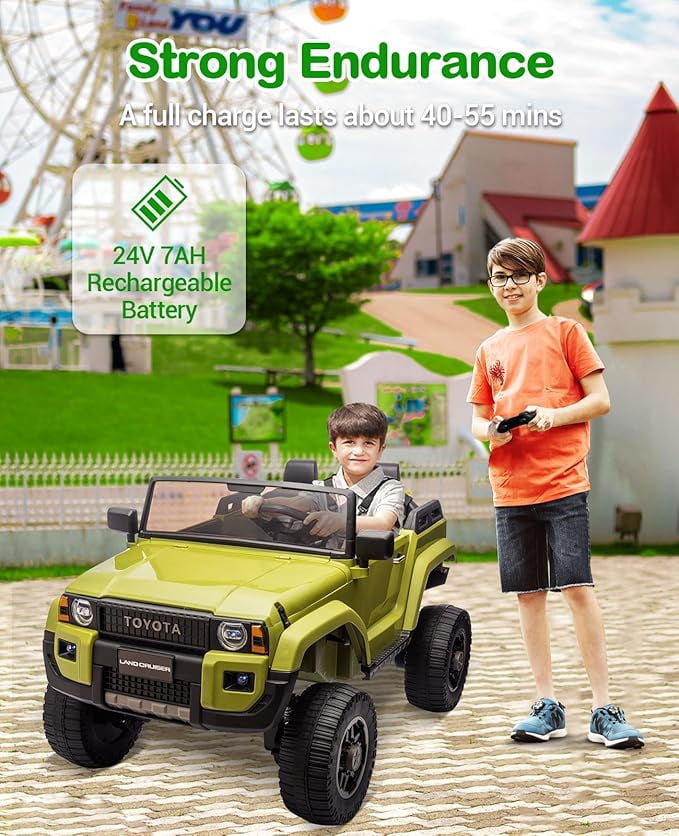 EastVita 24V Ride on Car for Kids, 2 Seater Ride on Car Truck, Licensed Toyota Electric Car with Parent Remote Control, 4.4MPH, 4x550W Motors