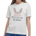 thumbnail image 5 of Easter Day Rabbit Patterns Graphic Summer Short Sleeve Tops For Women and Men Casual Crew Neck T-Shirts, White, 5 of 15