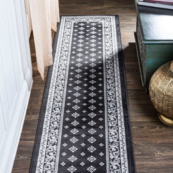 JONATHAN Y MODERN PERSIAN 2 x 8 Runner Rug, Acanthus French Border - Black/Gray, MDP504A-28