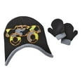 thumbnail image 2 of Toby Infant Boys Reversible Black Cammo Monster Truck Trapper Hat & Mittens Set, 2 of 2