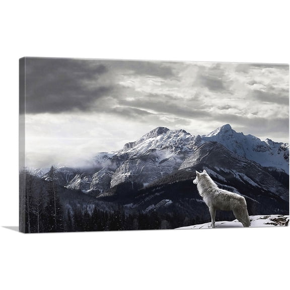 ARTCANVAS Blue Wolf Eyes Canvas Art Print - Size: 26" x 18" (0.75" Deep)