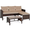 thumbnail image 1 of Patiojoy 3PC Outdoor Furniture Set Rattan Wicker Sofa Table Deck Garden Patio, 1 of 7