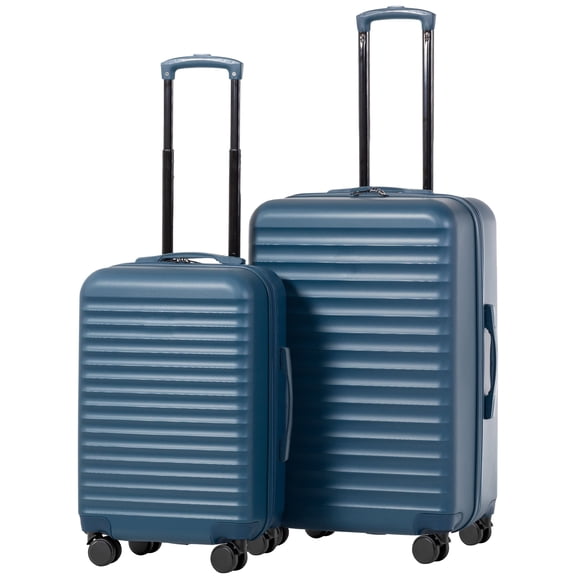 Protege 2-Piece Hardside Spinner Luggage Set with Carry On and Medium Checked Suitcase, Blue