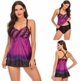 thumbnail image 1 of HAWEE Maillots de Bain pour Femmes Deux Pièces Maillots de Bain Contrôle du Ventre Maillot de Bain Tankini Modeste Robe de Bain à Col en V, 1 of 5