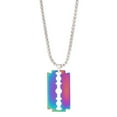 thumbnail image 2 of harmtty Pendant Necklace Punk Style Hip Hop Geometric Decorative Electroplating Birthday Gifts Stainless Steel Women Men Blade Shaped Sweater Chain Jewelry for Daily Life, 2 of 8