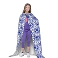 thumbnail image 4 of Honeii Blue And White Flowers Print Poncho Cape, Cloak Coat, Snuggly Hooded Wearable Blanket, Hooded Cape For Teenagers,Halloween Costumes-Large, 4 of 7