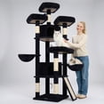thumbnail image 5 of Globlazer 80'' Multi-Level Large Cat Tree Tower for Large Cats with 2 Condos, 2 Hammocks, 3 Perches & Sisal Scratching Posts, Dark Grey, 5 of 9