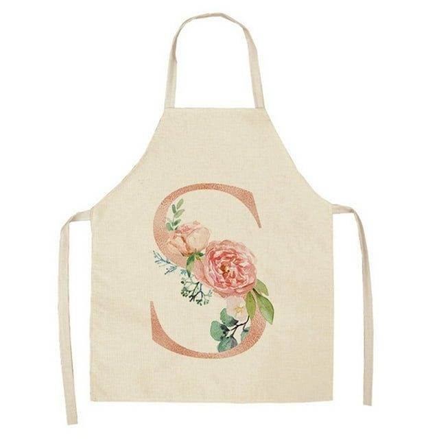 English Letter Rose Series Linen Apron For Adults And Children's Kitchen Fouling Apron Plain Aprons for Men Painting Apron Large Hairdresser Apron Denim for Cooking Chef Apron with Pockets for Women