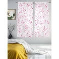 thumbnail image 4 of Pink Leaf Semi Sheer Curtains 72 Inch Length 2 Panels Set, Modern Botanical Foliage Plant Country Flower Sheer Kitchen Curtain Privacy Voile Window Curtain for Living Room Bedroom Rod Pocket Drapes, 4 of 7