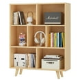 thumbnail image 6 of Walsunny Cube Bookcases Bookshelves 7 Cube Organizers with Legs 43" Tall Wooden Open Storage Display Bookshelf for Living Room Bedroom Office Natural Wood Color, 6 of 8