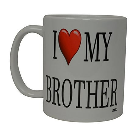Best Funny Coffee Mug I Love My Brother Heart Novelty Cup Great Gift Idea For Sibling Brother or Best