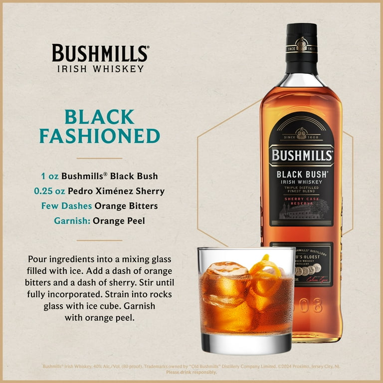 Bushmills Black Bush Irish Whiskey, 750 ml Glass Bottle, 40% ABV