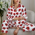 thumbnail image 6 of Sigee Ladybug On Blue Stripes for Women’s Pajama Sets Long-Sleeved Pjs Sets for Women 2 piece Sleepwear-X-Large, 6 of 7
