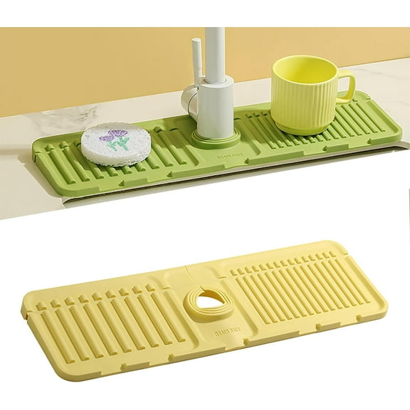 Faucet Mat for Kitchen Sink, 2024 New Kitchen Sink Splash Guard Silicone Draining Mat, Faucet Guard for Kitchen Sink, Sink Faucet Mat Splash Guard for Kitchen Bathroom Sink Area (Gray, 1Pack)