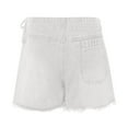 thumbnail image 5 of yueewhu Womens Denim Shorts Skorts Y2k Side Tie-up Bow High Waist Asymmetrical Frayed Hem Denim Shorts Wrap Jean Mini Skirt (White, L), 5 of 5
