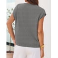 thumbnail image 4 of MEROKEETY Women's 2026 Trendy Spring Summer Short Sleeve Sweater Vest, Flower Knit Loose Pullover Tank Top, Grey, L, 4 of 6