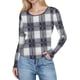 thumbnail image 3 of RKSTN Crewneck Shirts for Women Oversized Plaid Print Slim Ribbed Knitted Long Sleeve T Shirts Top Womens Casual Plus Size Round Neck Checkered Printed Stretch Loose Comfy Tee Fall Spring Clothes, 3 of 7