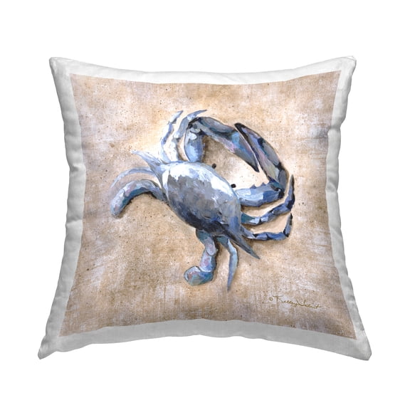 Stupell Industries Beach Rustic Aquatic Crab Printed Throw Pillow Design by Kelley Talent