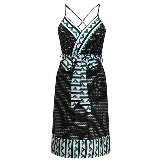 Odeerbi Maternity Summer Dress for Women 2025 Fashion Print Sleeveless Suspenders Dress Black