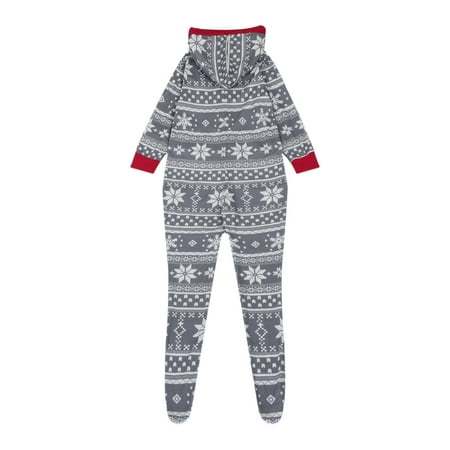 

Christmas Matching Family Zipper Pajamas Oversized Hooded Onesie Sleepwear Set Funny Graphic Jumpsuit Nightgown Romper Gray